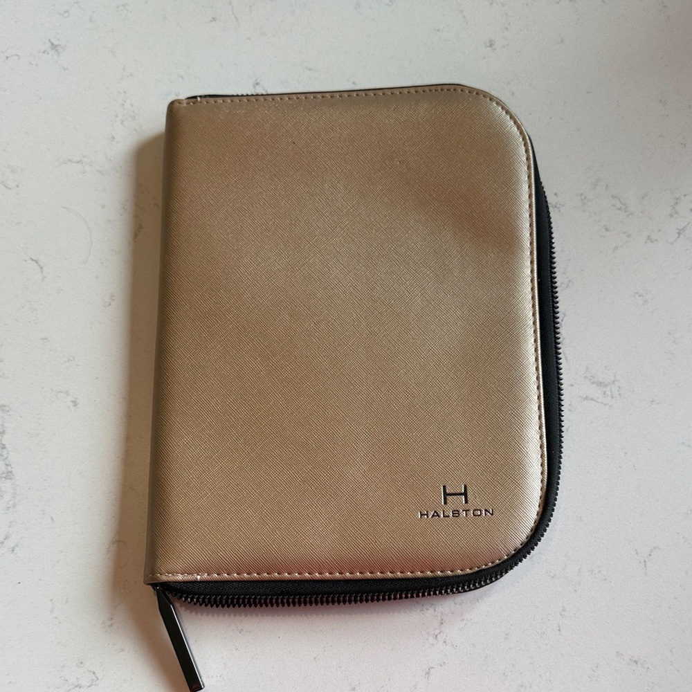 Halston Gold Zip Jewelry Case